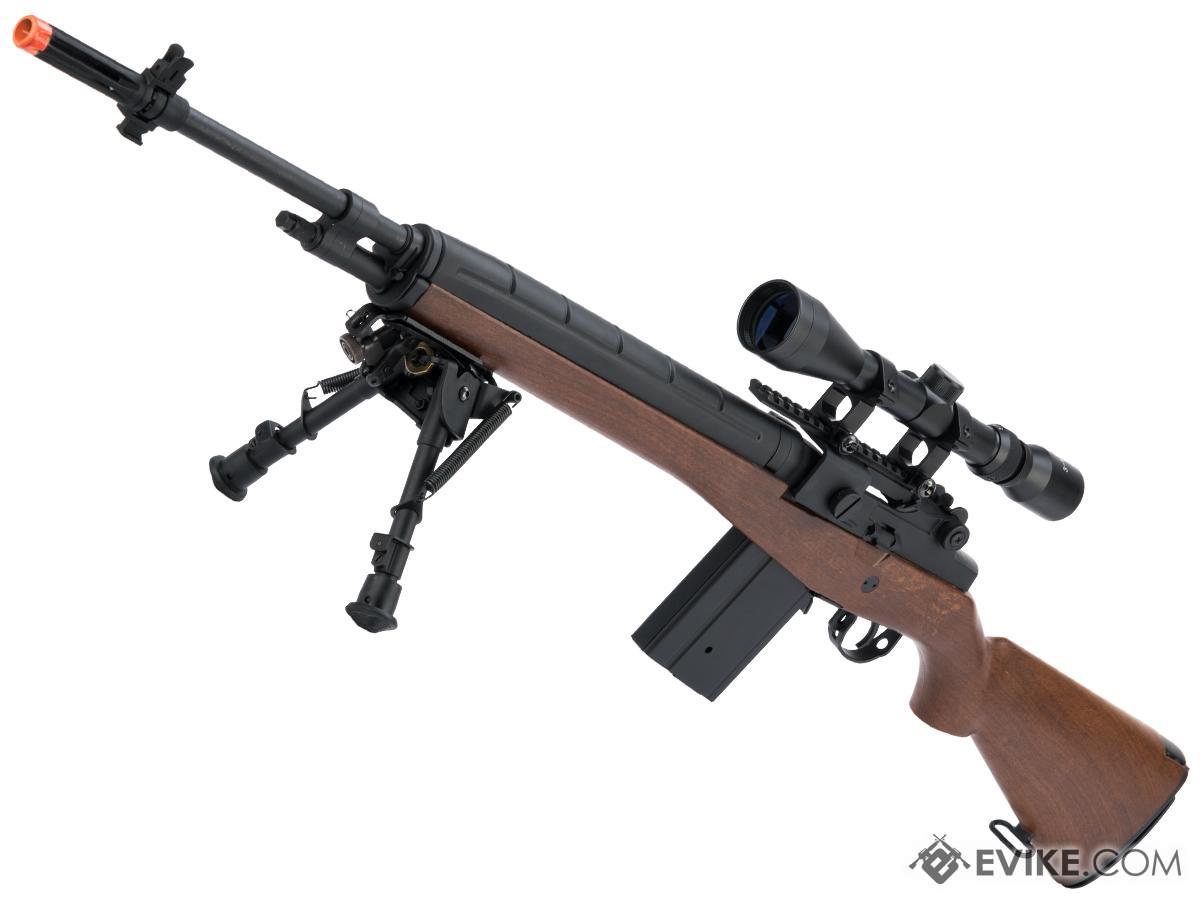 CYMA Sport M14 Airsoft AEG Rifle (Color: Imitation Wood / Add 3-9x40 Scope + Bipod + Mount + Battery/Charger)