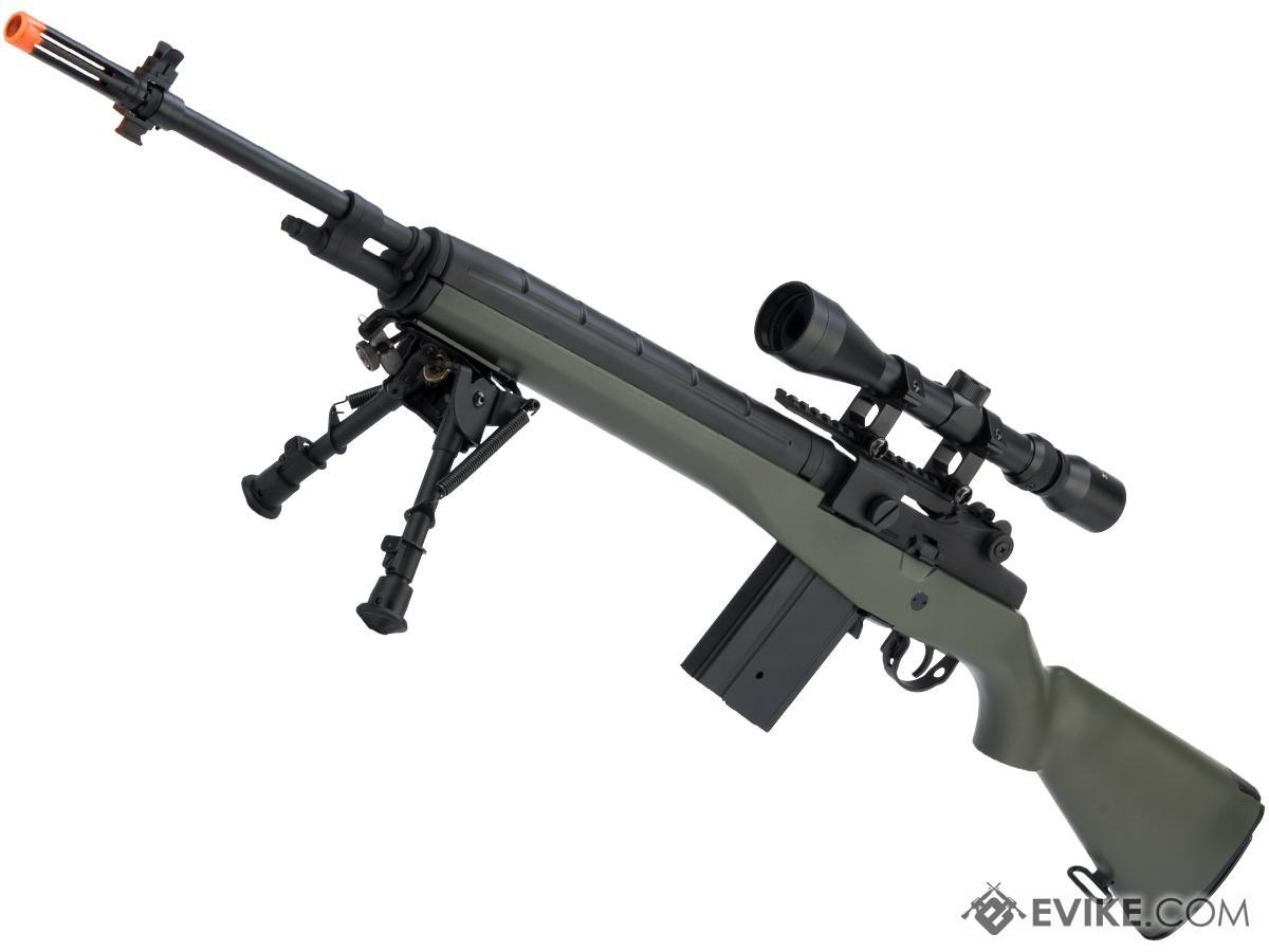 CYMA Sport M14 Airsoft AEG Rifle (Color: OD Green / Add 3-9x40 Scope + Bipod + Mount + Battery/Charger)