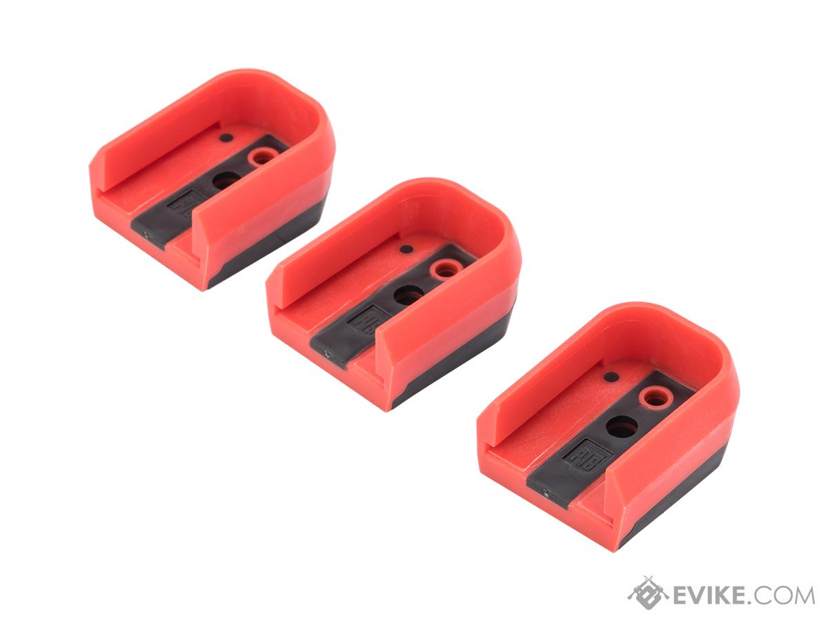 PTS Enhanced Pistol Shockplate for Airsoft Pistols (Model: Hi-Capa / Red / 3 Pack)