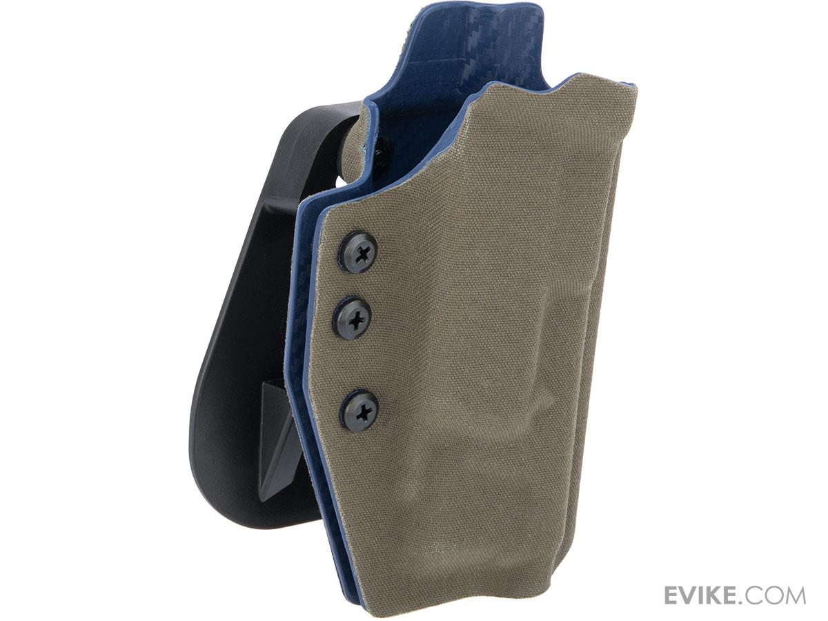 QVO Tactical Secondary OWB Kydex Holster for EMG Hudson H9 Series (Color: Ranger Green)