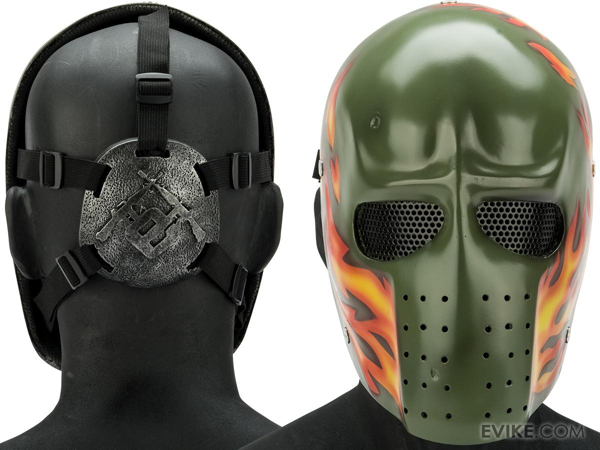 RCustom Fiberglass "Army" Full Face Mask (Color Orange Flame / Mesh Lens), Tactical