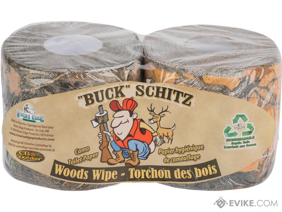 River's Edge Buck Schitz Toilet Paper 2-Pack (Color: Green and Orange Camo)