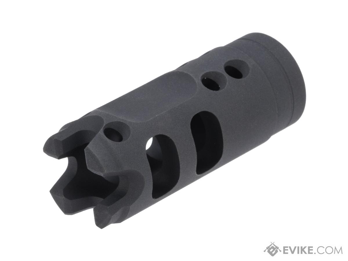 Retro Arms CNC Machined Aluminum Muzzle Brake for Airsoft Barrels (Color: Black / 14mm- Type A)