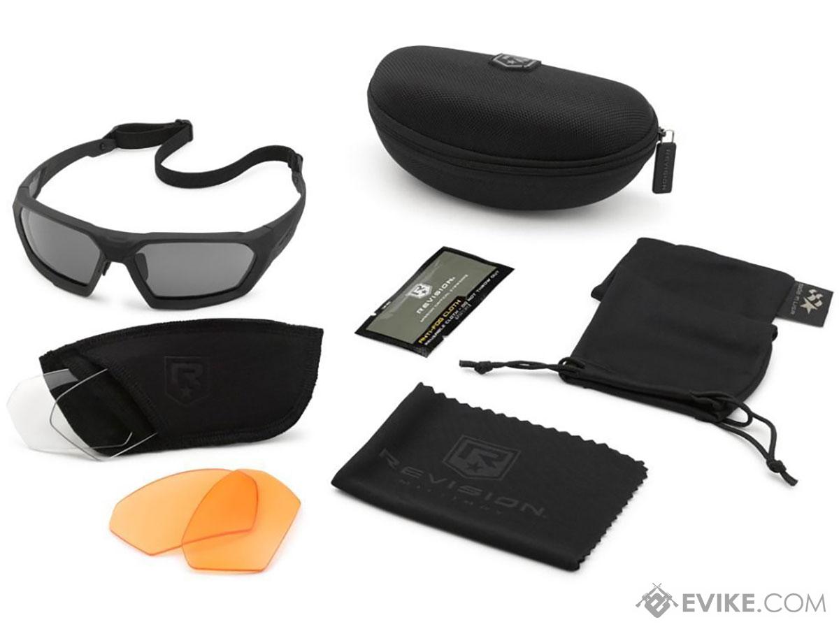 Revision ShadowStrike Deluxe Shooter's Ballistic Sunglasses Kit (Color:  Black Frame / Smoke, Clear, Vermillion Lens)