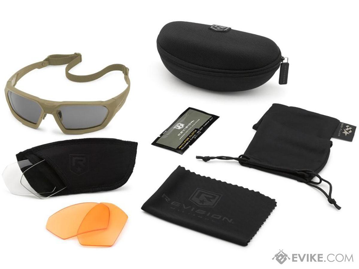 Revision ShadowStrike Deluxe Shooter's Ballistic Sunglasses Kit (Color: Tan Frame / Smoke, Clear, Vermillion Lens)