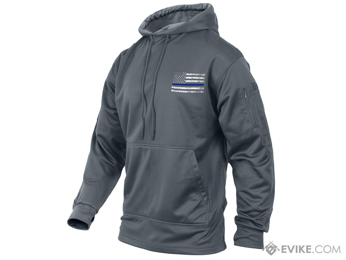 Rothco Thin Blue Line Concealed Carry Hoodie - Gray (Size: Large)