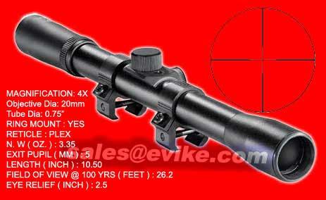 ncstar 4x20 rifle crossbow paintball scope 15mm rail mount dove