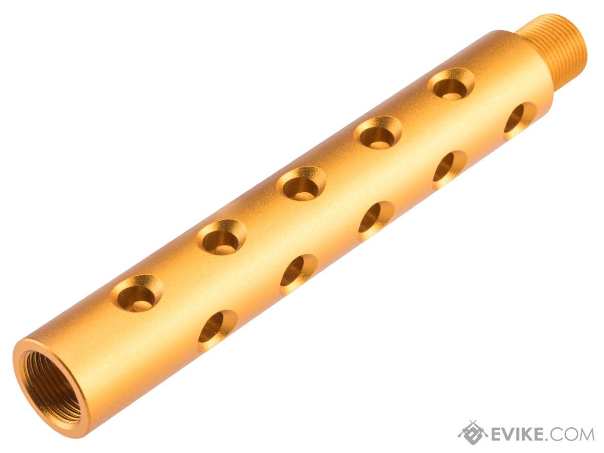 Slong Airsoft 14mm Negative Outer Barrel Extension (Model: Vented / 117mm / Gold)