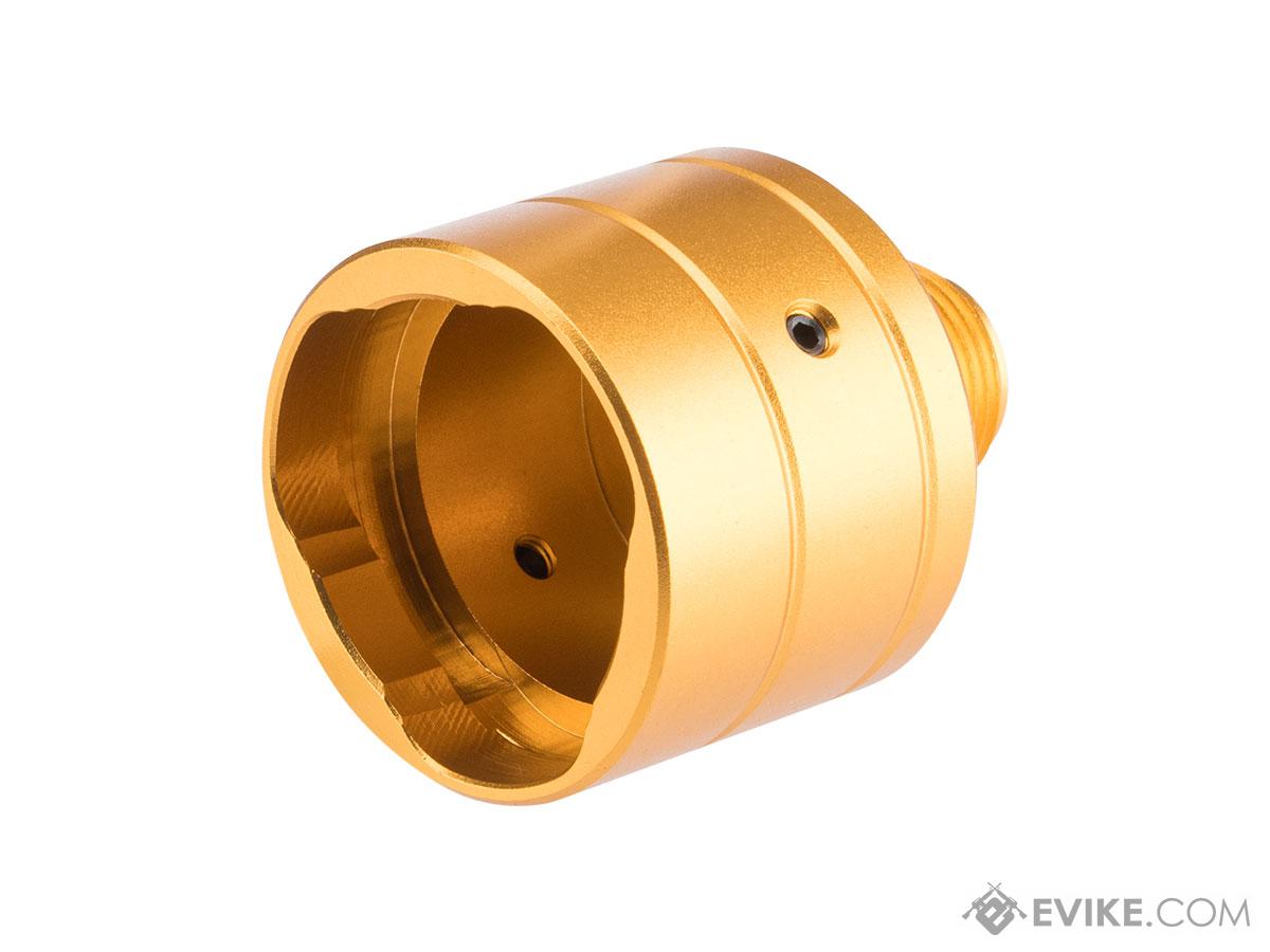 Slong Airsoft CNC Aluminum 14mm Negative Threaded Adapter for KSC/KWA MP9 Gas Blowback Airsoft SMG (Color: Gold)