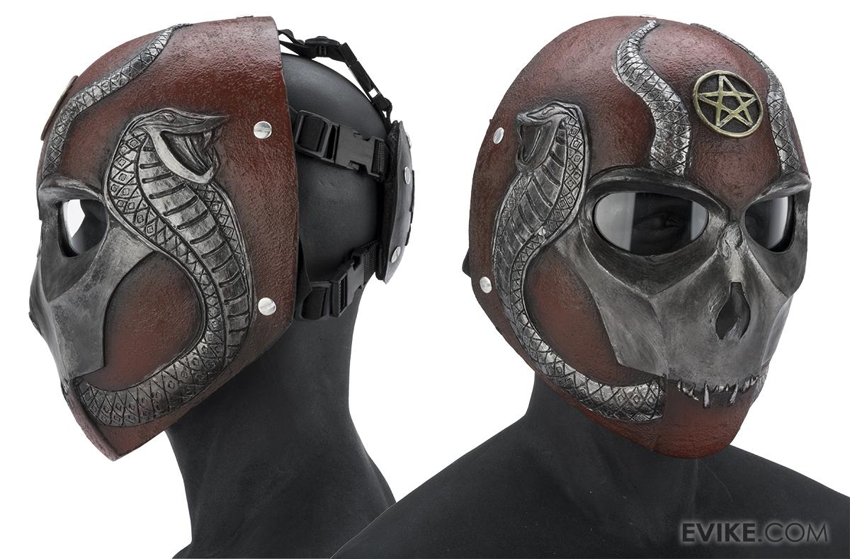RCustom Fiberglass "Snake Eater" Full Face Mask (Color Silver and Maroon / Clear