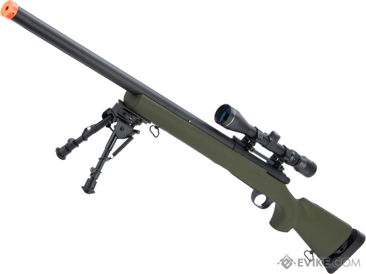 Snow Wolf US Army Style M24 Airsoft Bolt Action Scout Sniper Rifle w/ Fluted Barrel (Color: OD Green / 600FPS + Bipod)