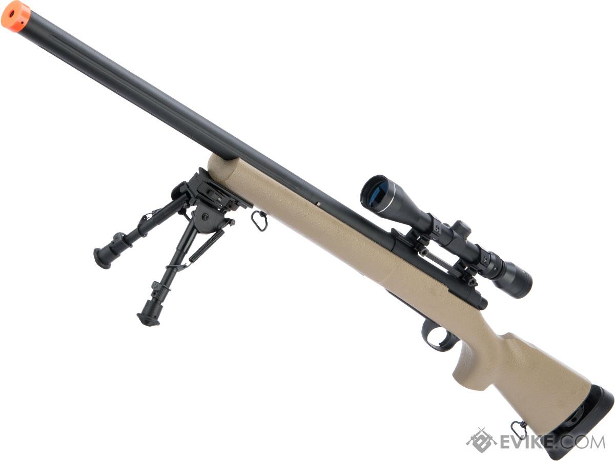 Snow Wolf US Army Style M24 Airsoft Bolt Action Scout Sniper Rifle w/ Fluted Barrel (Color: Tan / 600FPS + Scope)