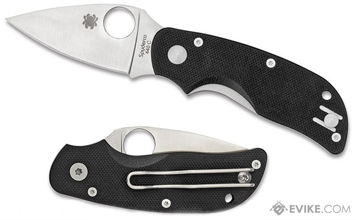 Spyderco Black Cat Folding Knife with 2.44 Blade and G10 Grip Panels - Plain Blade