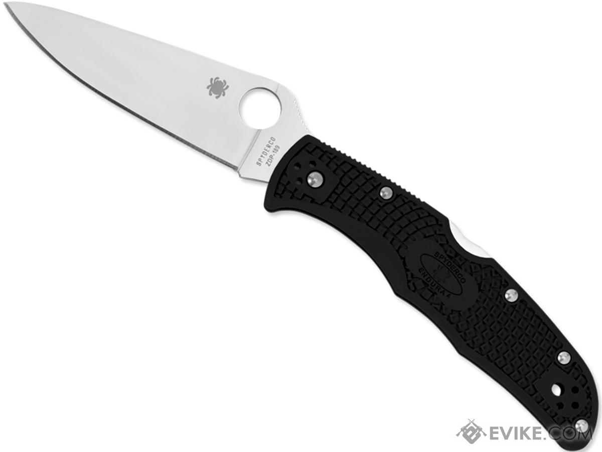 Spyderco ENDURA 4 Lightweight FRN Folding Knife (Model: Plain Edge Saber Grind / Black)