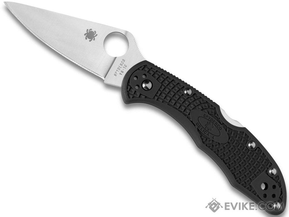 Spyderco DELICA 4 Lightweight Folding Knife (Model: Plain Edge / Flat Grind / Black)
