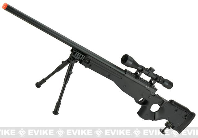 Matrix AW-338 MB08D Bolt Action Airsoft Sniper Rifle with Folding Stock by WELL (Color: Black + Scope and Bipod)