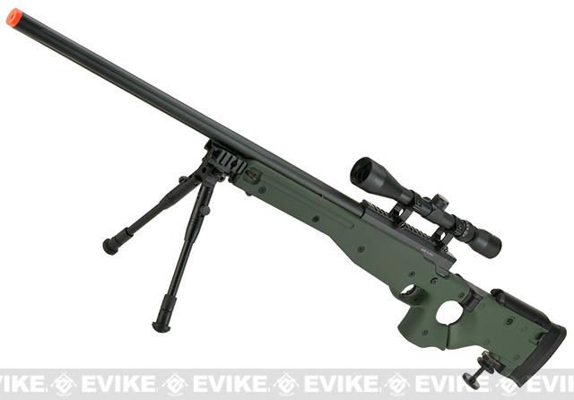 Matrix AW-338 MB08D Bolt Action Airsoft Sniper Rifle with Folding Stock by WELL (Color: OD Green + Scope and Bipod)