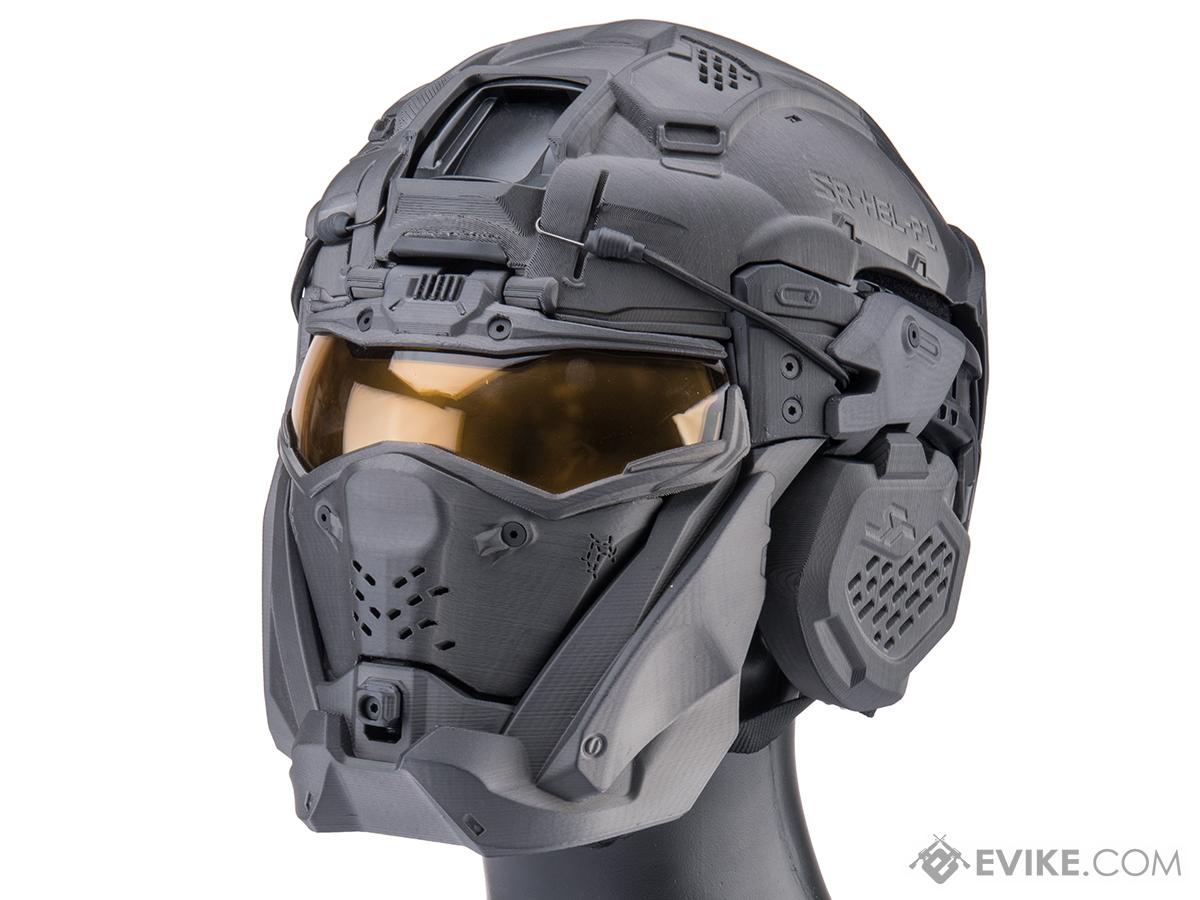 SRU SR Tactical Helmet w/ Integrated Cooling System & Flip-Up Visor (Color: Black)