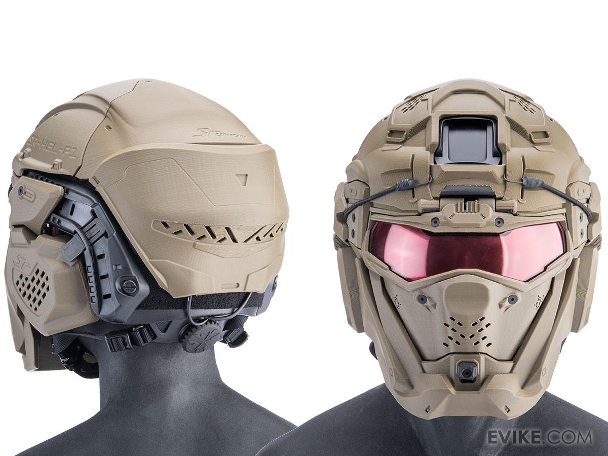 SRU SR Tactical Helmet w/ Integrated Cooling System & FlipUp Visor (Color OD), Tactical Gear