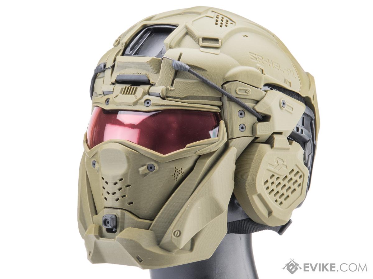 SRU SR Tactical Helmet w/ Integrated Cooling System & Flip-Up Visor (Color: OD)