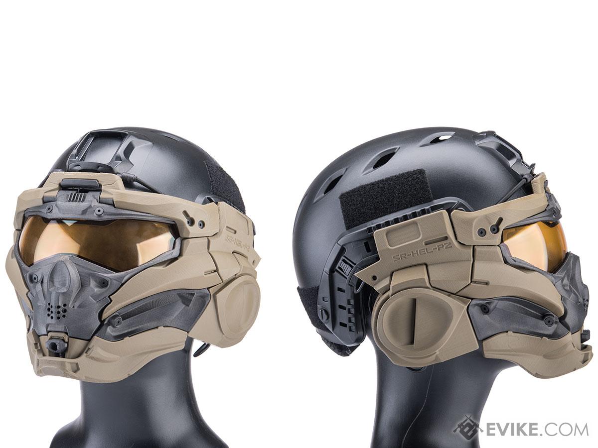 SRU SR Tactical Face Shield Type II w/ Integrated Cooling System & Flip-Up Visor (Color: OD)