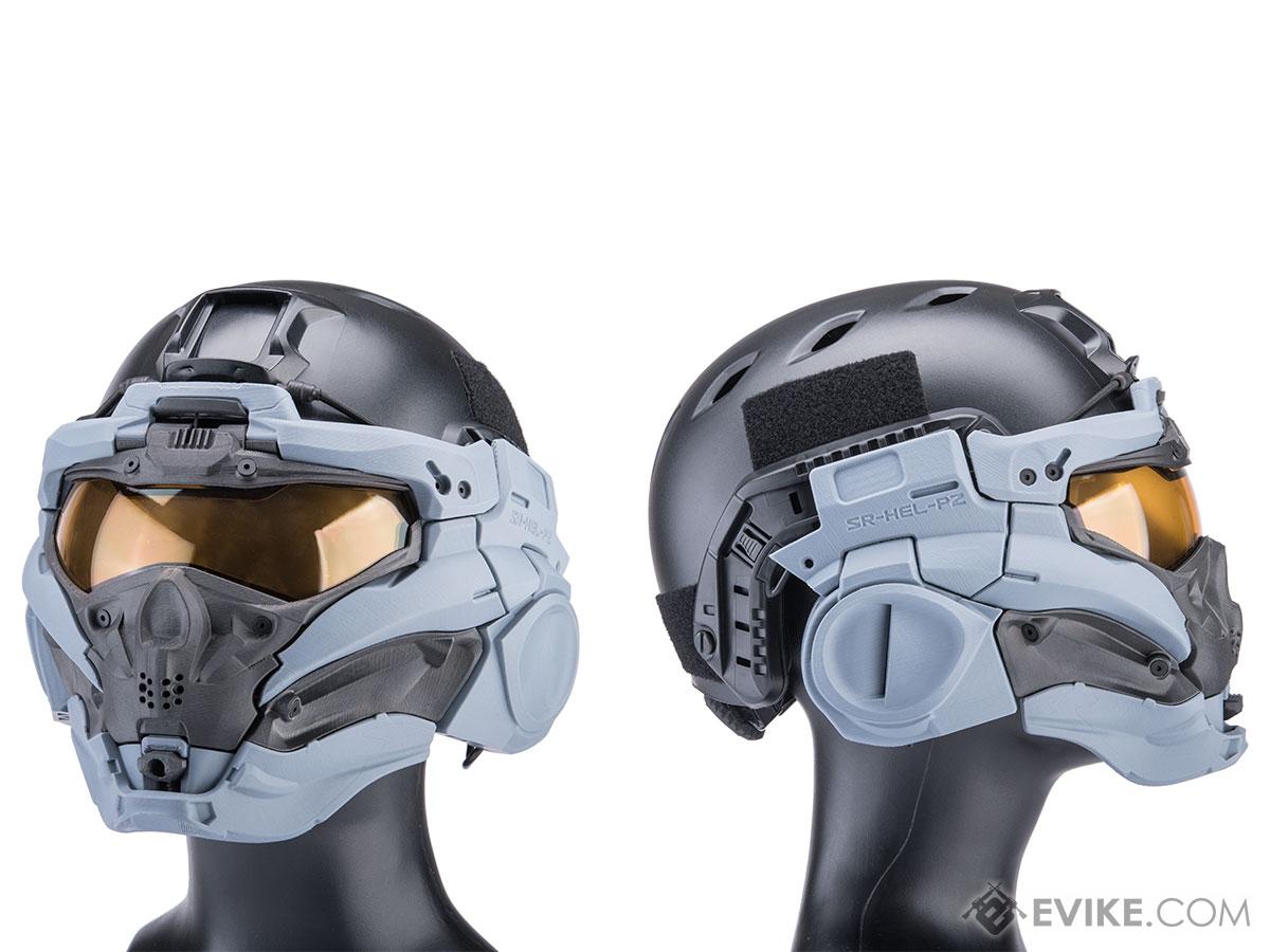 SRU SR Tactical Face Shield Type II w/ Integrated Cooling System & Flip-Up Visor (Color: Grey)