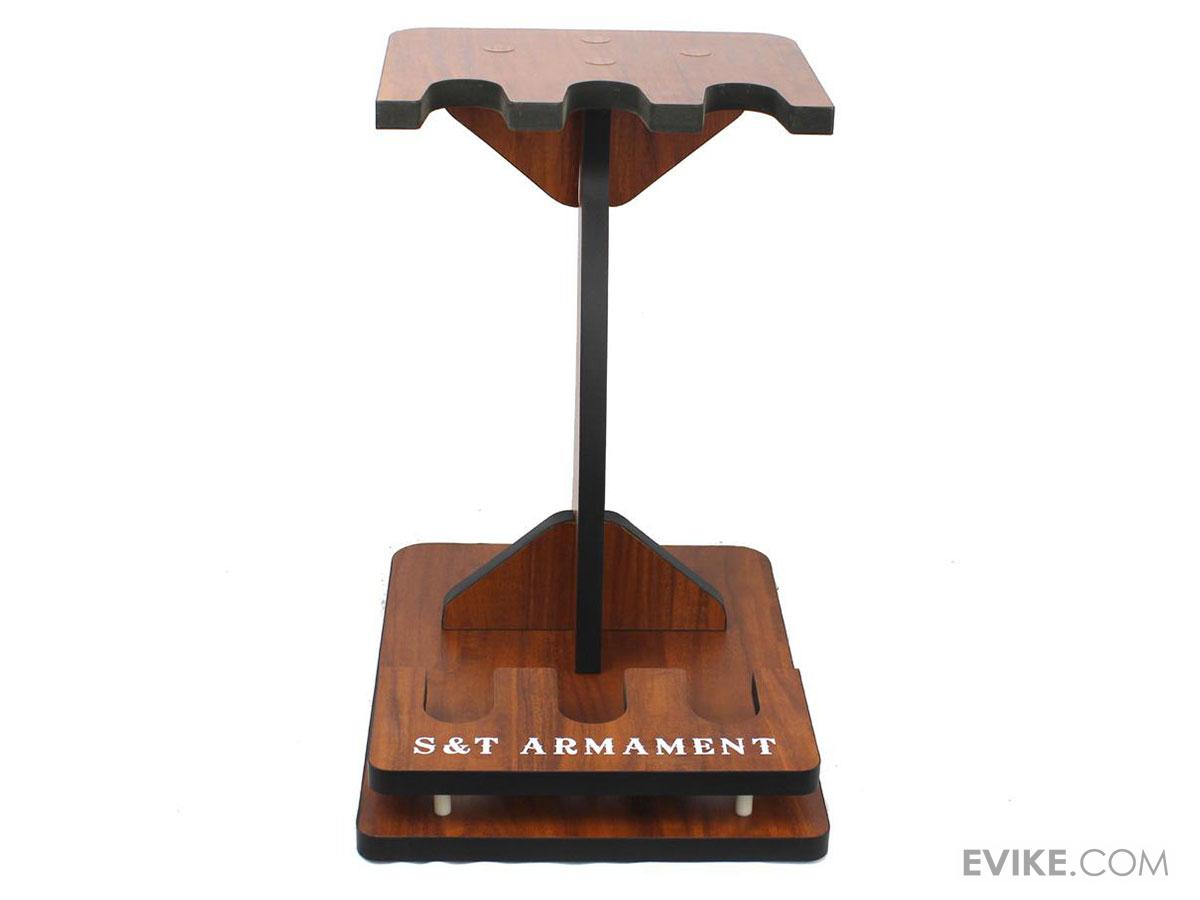 S&T Wooden Organizational Gun Rack / Display Stand (Capacity: 3 Long ...