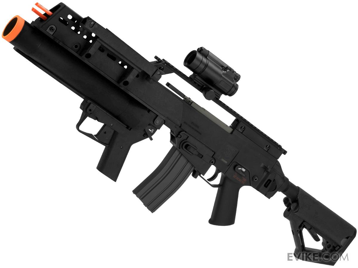 Evike Custom "Icarus Heavy" EBB Airsoft AEG with CTS Stock and Grenade Launcher (Color Black