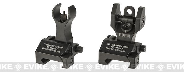 Echo1 Combat Flip-Up Front & Rear Iron Sights Set for Weaver / Picatinny / 20mm rails (Color: Black)