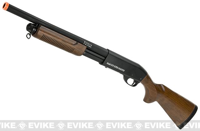 S&T M870 Type Full Metal Airsoft Training Shotgun (Version: Police / Black / Wood Stock)