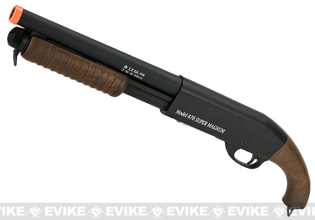 S&T M870 Type Full Metal Airsoft Training Shotgun (Version: Short-Barreled / Black / Faux Wood Grips)