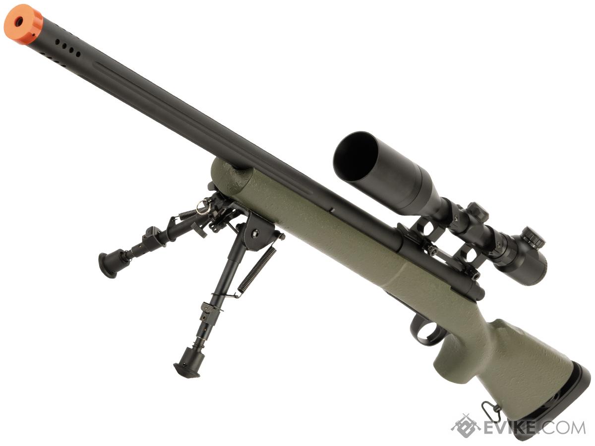 Snow Wolf US Army Style M24 Airsoft Bolt Action Scout Sniper Rifle w/ Fluted Barrel and Muzzle Vents (Color: OD Green)