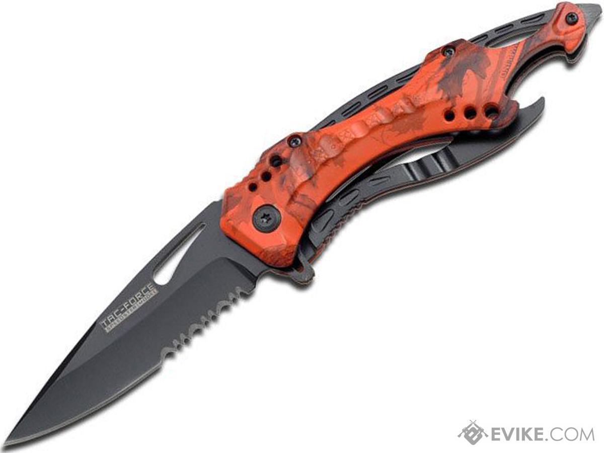 Tac-Force by M-Tech 4.5 Tactical Assisted Opening Knife (Type: Orange Forest Camo Handle / Black Blade)