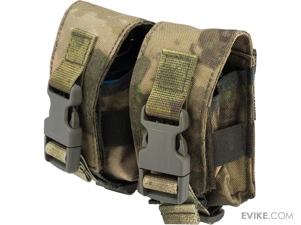 OD GREEN Molle Tactical Double Flash Bang Pouch PALS MAG Bag 2 Grenade Holder