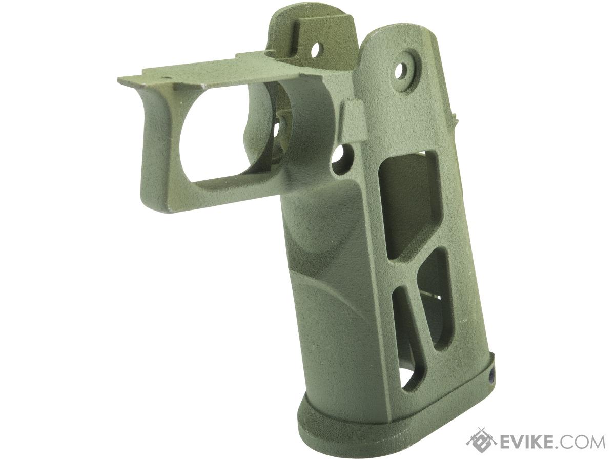 Tapp Airsoft 3D Printed Skeletonized Grip w/ Custom Cerakote for Hi-CAPA Gas Blowback Airsoft Pistols (Color: Multicam Bright Green)