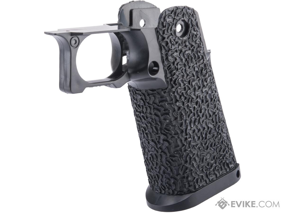 Tapp Airsoft 3D Printed Rogue Capa Stippled Grip w/ Custom Cerakote for Hi-CAPA Gas Blowback Airsoft Pistols (Color: Graphite Black / Elegant Pattern)