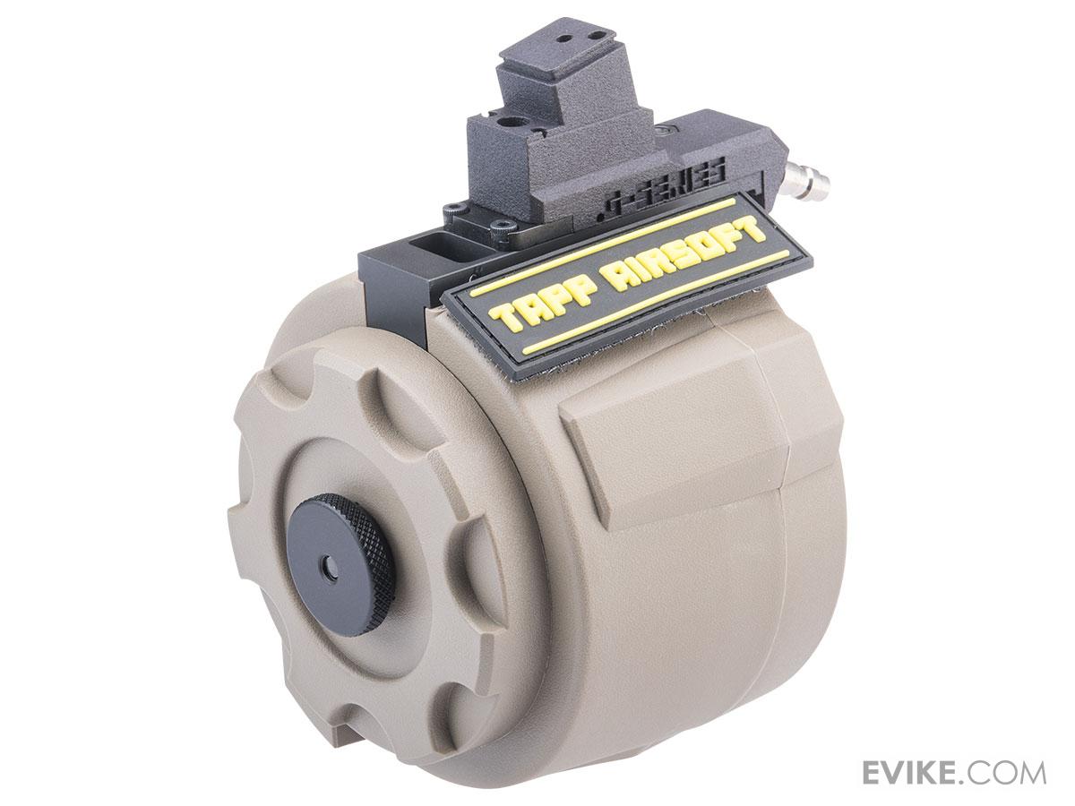 TAPP Airsoft Drum Magazine w/ Adapter for Gas Blowback Airsoft Pistols