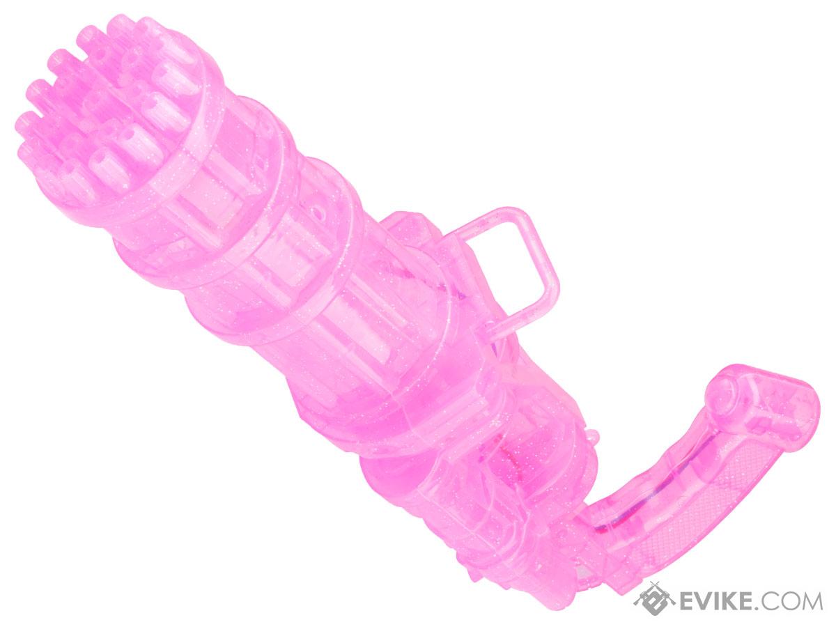 Gatling Gun Electric Soap Water Bubble Gun (Model: Large / Crystal Pink)