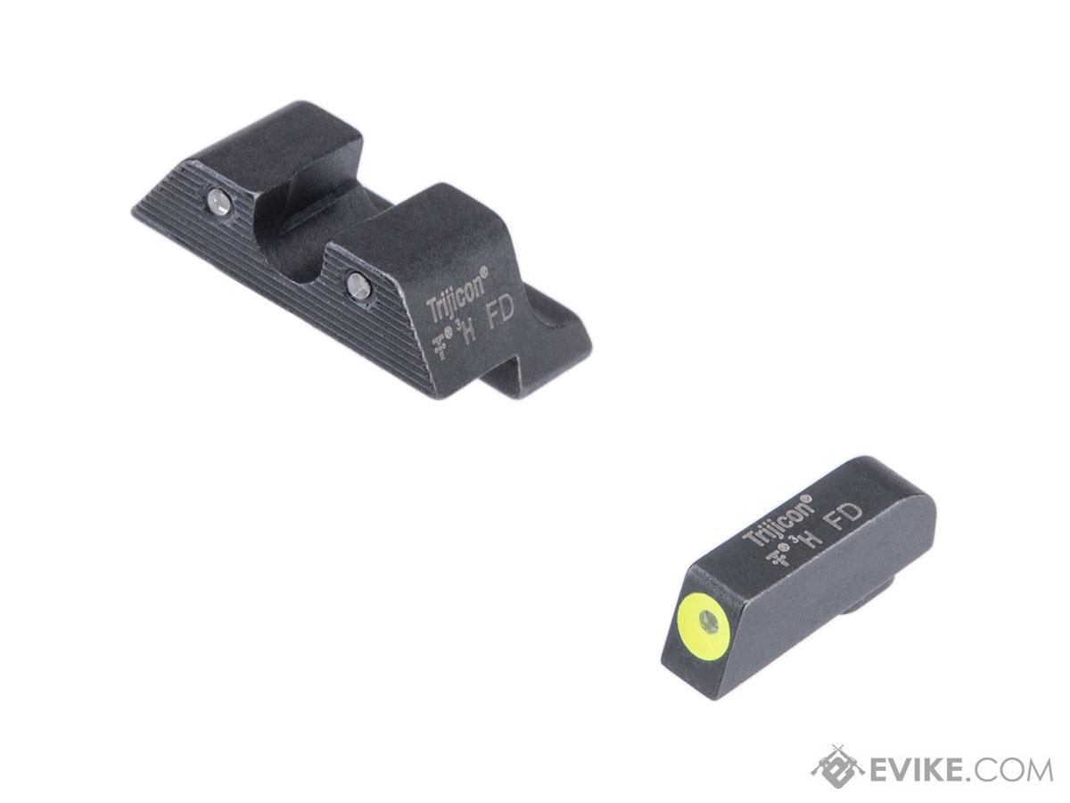 Trijicon HD Night Sight Set for Standard Frame GLOCK Series Pistols (Model: Yellow Outline / Green Tritium Front)