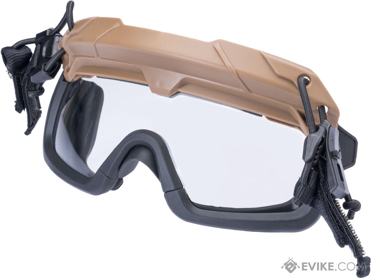 FMA Special Forces QD Full Seal Goggles for Bump Helmets (Color: Coyote Brown / Clear Lens)