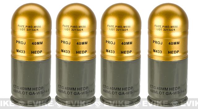Avengers Airsoft M433 HEDP 40mm Dummy Grenade 4 Pack (Color: HEDP Gold), Accessories & Parts ...