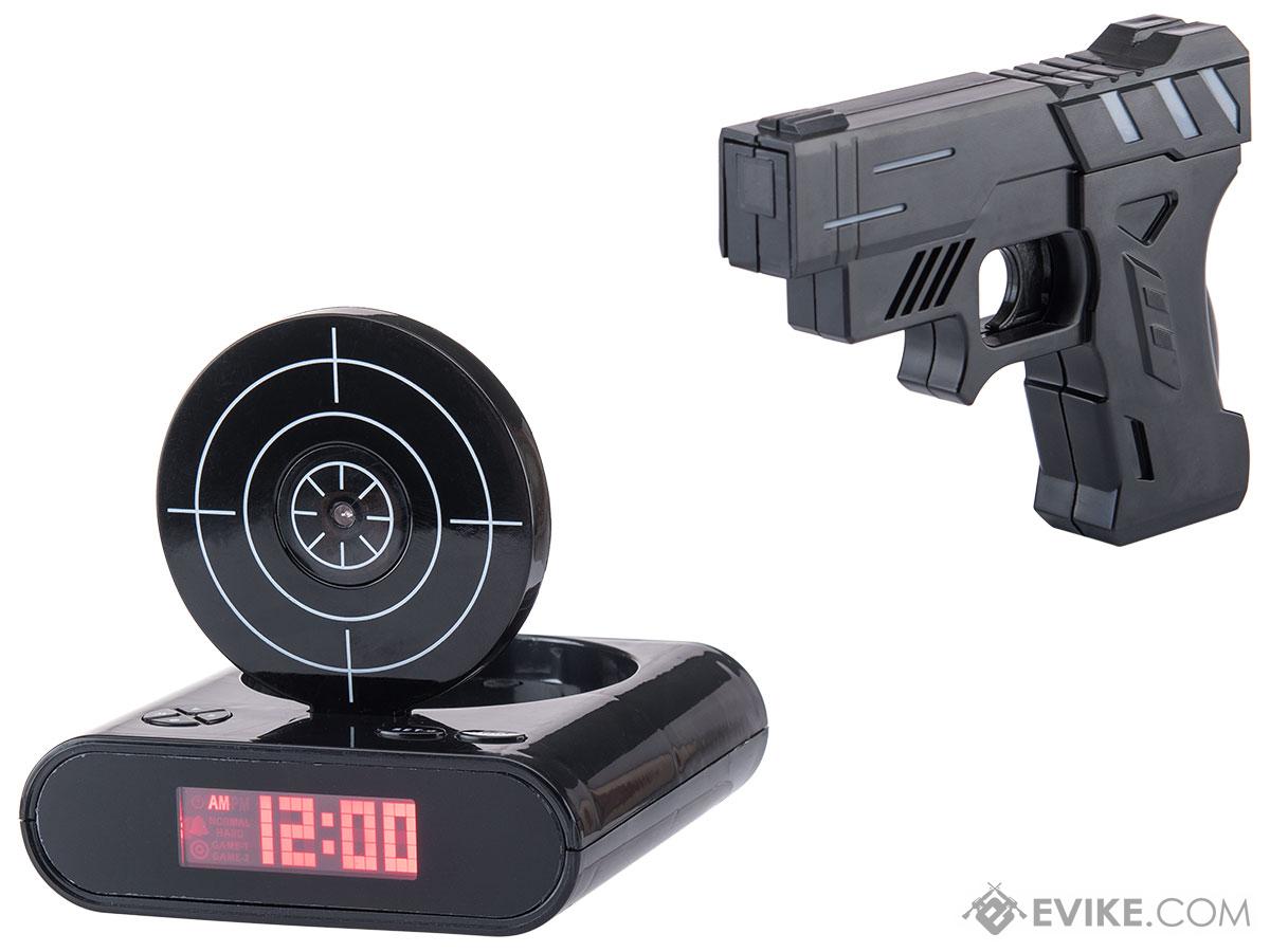 Gun And Target Recordable Alarm Clock (Color: Black)