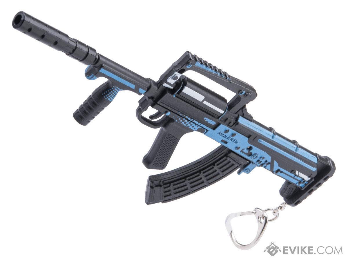 Die-Cast Metal Model Gun Keychain w/ Removable Accessories (Model: Groza / Stealth Blue)