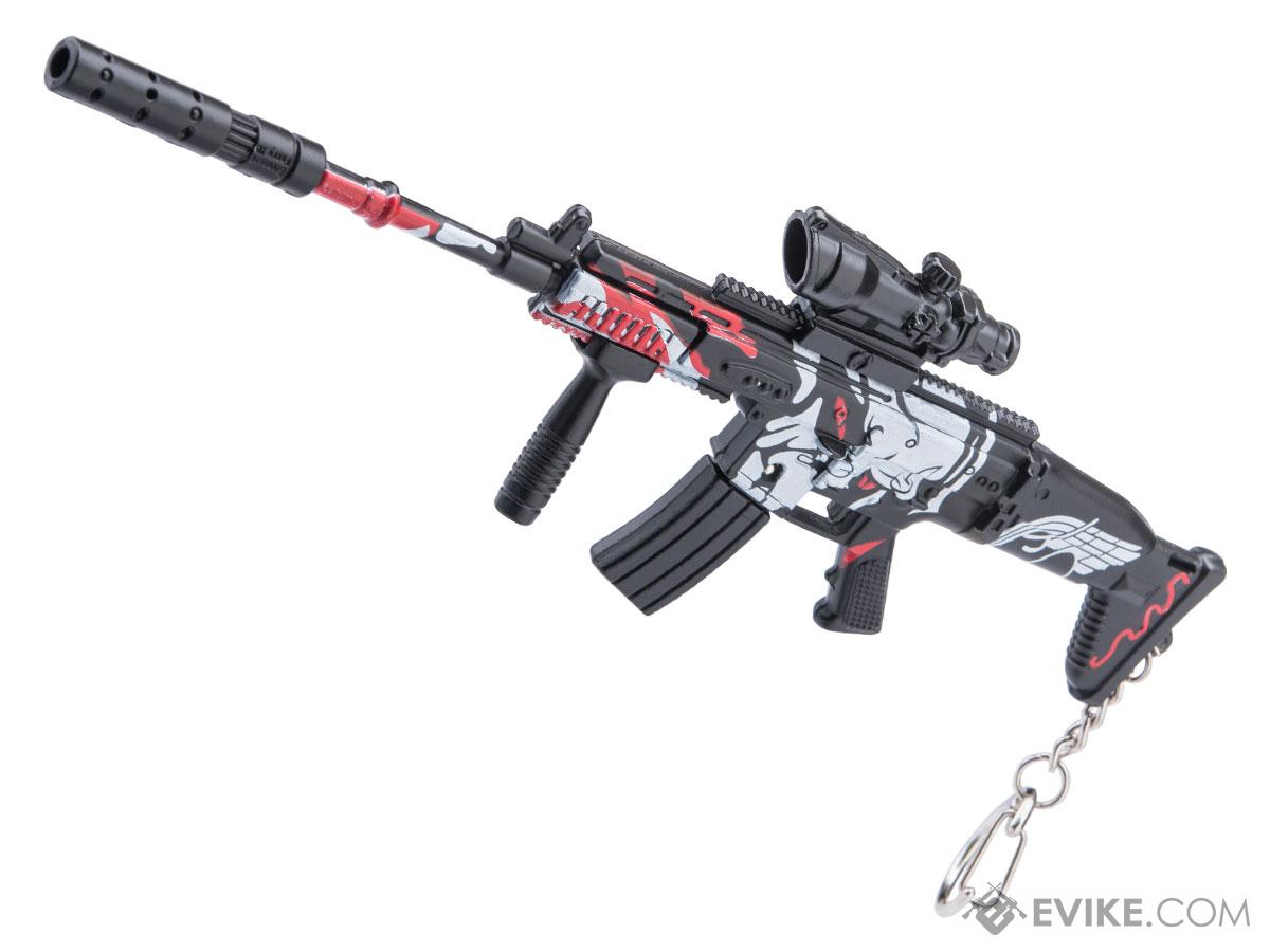 Die-Cast Metal Model Gun Keychain w/ Removable Accessories (Model: Scar / Bone Tengu)