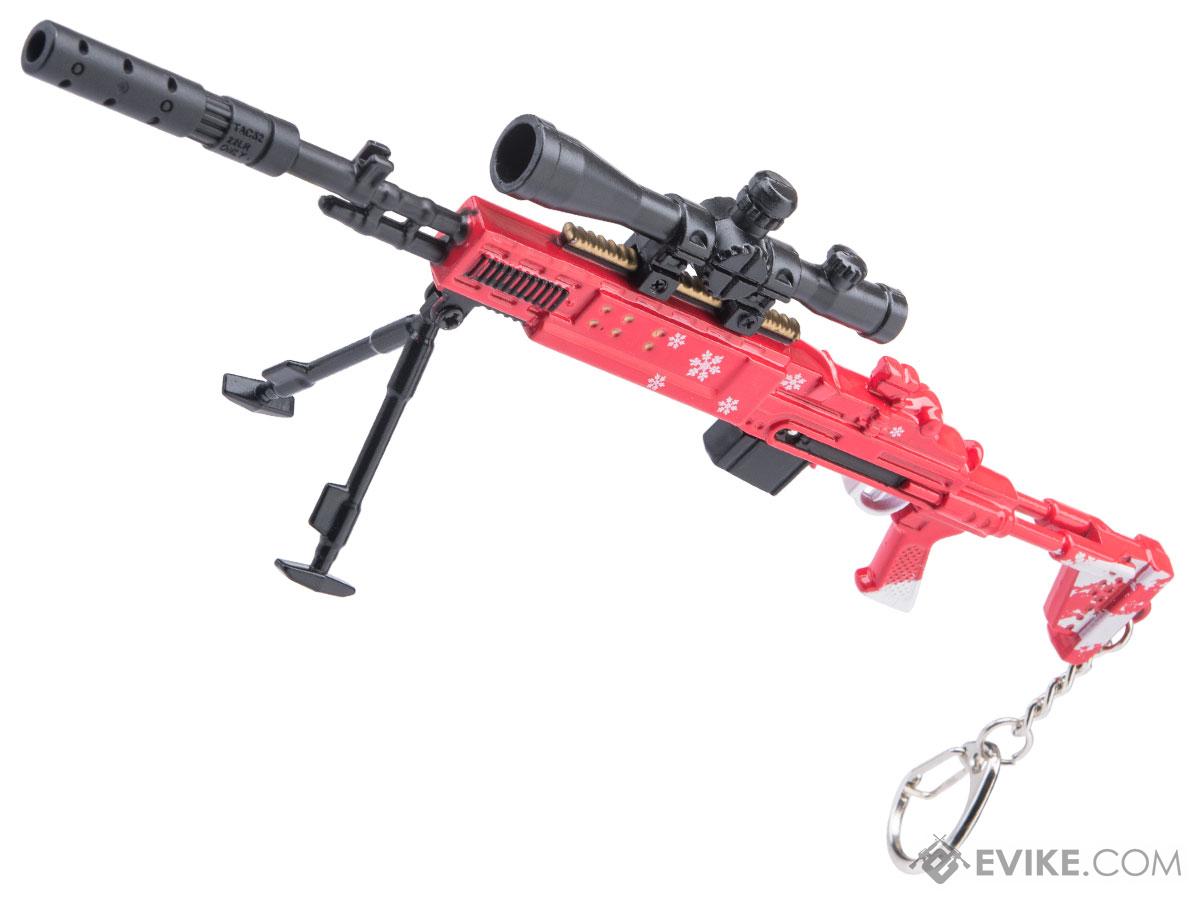 Die-Cast Metal Model Gun Keychain w/ Removable Accessories (Model: MK14 / Holiday Cheer)