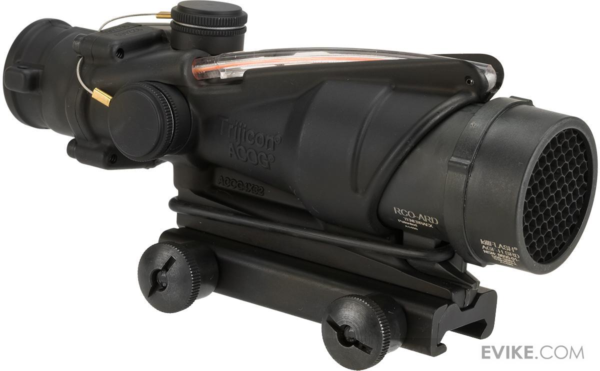 trijicon acog 4x32 rco scope with red chevron reticle illumination