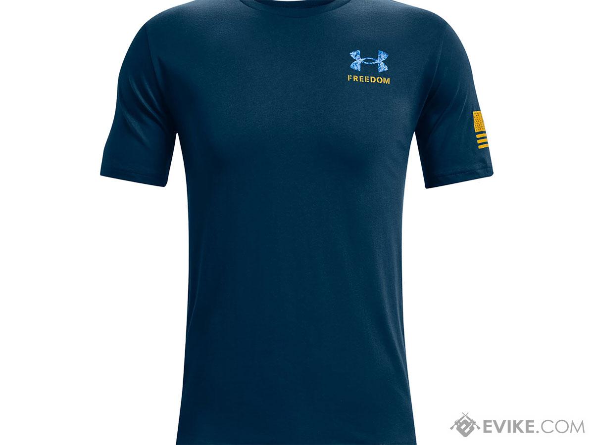 Under Armour UA Freedom By Sea T-Shirt (Color: Navy Blue - Gold / Small)