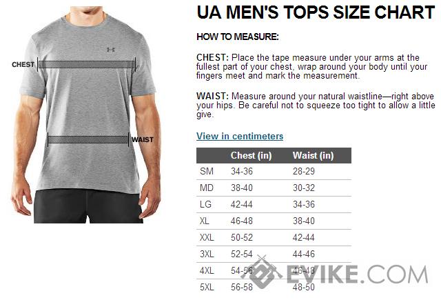 under armour compression shorts size chart