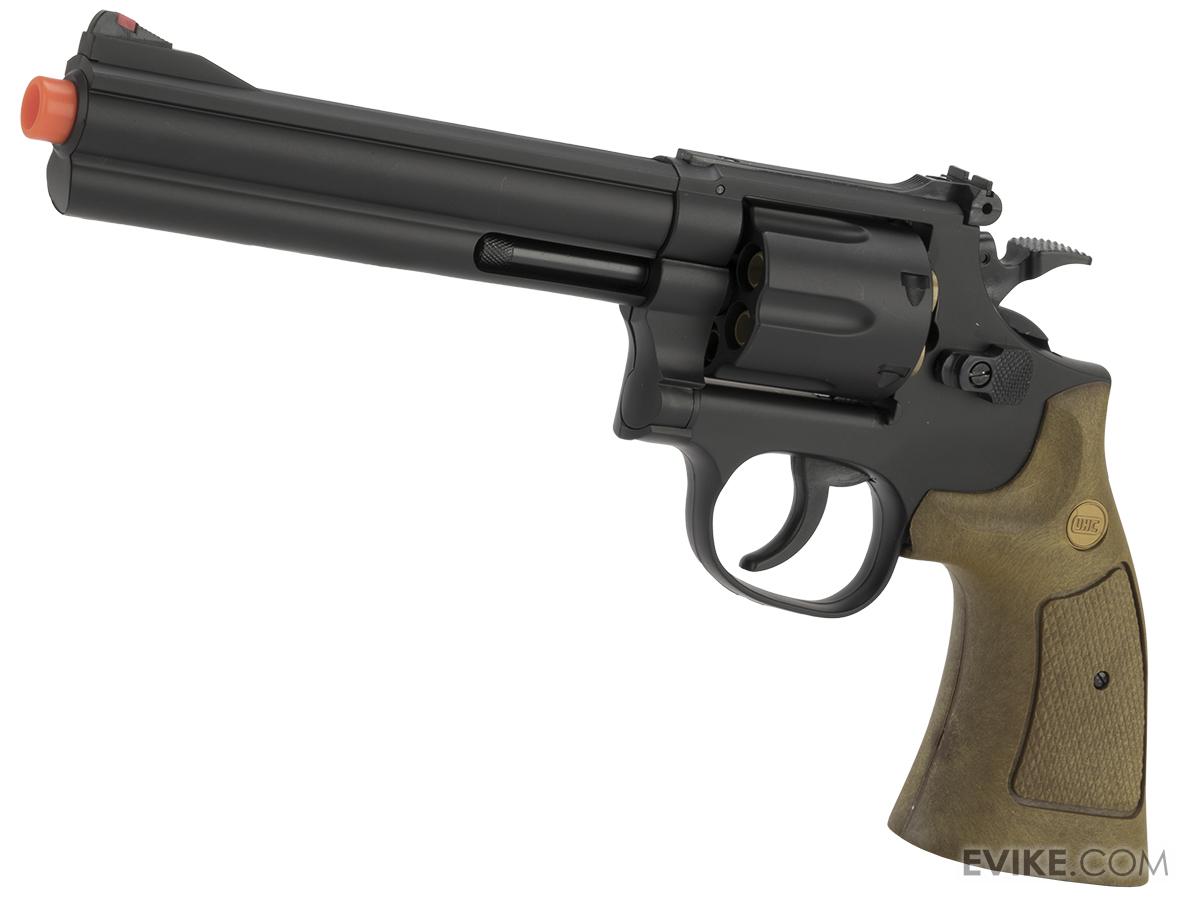 UHC 686  Heavy Weight Spring Powered Airsoft Revolvers (Length: 6 / Black with Imitation Wood Grips)