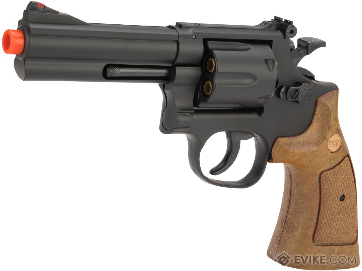 UHC 686  Heavy Weight Spring Powered Airsoft Revolvers (Length: 4 / Black with Brown Grips)